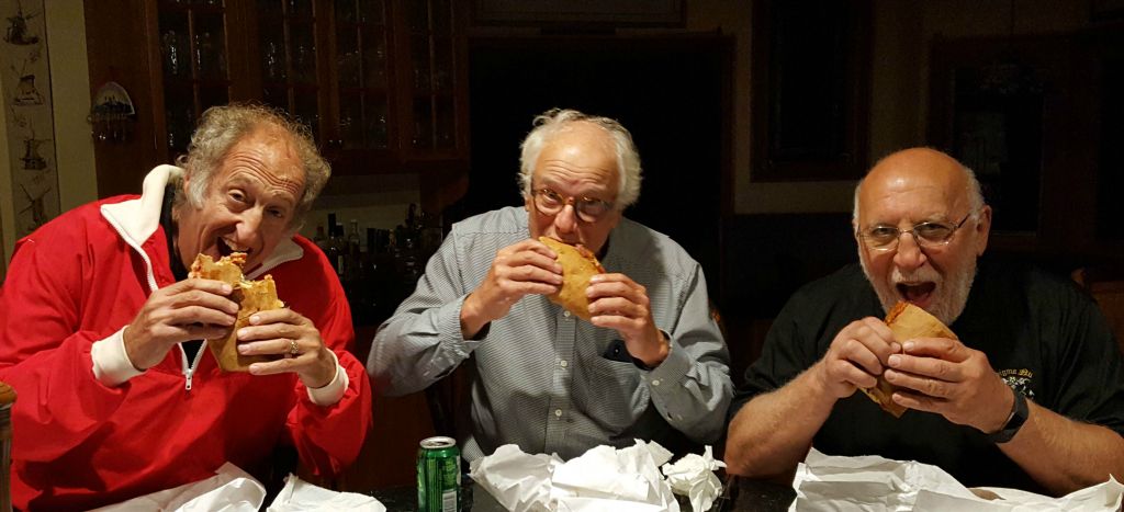 Nothing beats a SUI for dinner from the Shortstop Deli (current home of the fabled Hot Truck): Bob Linden ’71, Ed Reiss ’69, and Nick Carino ’69